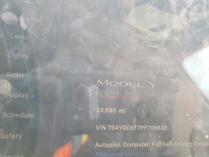Photo 9 from auction – 2023 TESLA MODEL Y with VIN 7SAYGDEF7PF709638