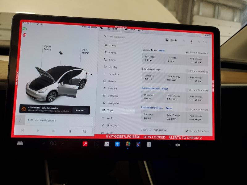 Photo 9 from auction – 2020 TESLA MODEL Y with VIN 5YJYGDEE7LF015501
