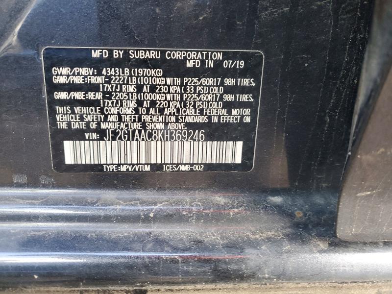 Photo 14 from auction – 2019 SUBARU CROSSTREK with VIN JF2GTAAC8KH369246