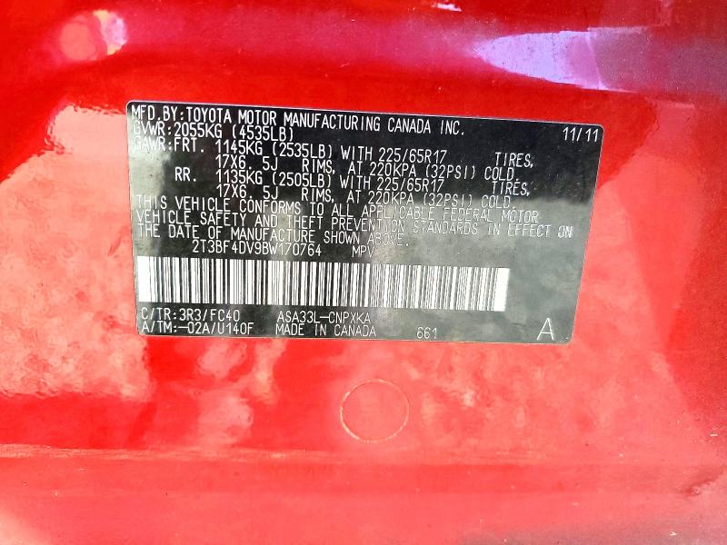 Photo 14 from auction – 2011 TOYOTA RAV4 with VIN 2T3BF4DV9BW170764