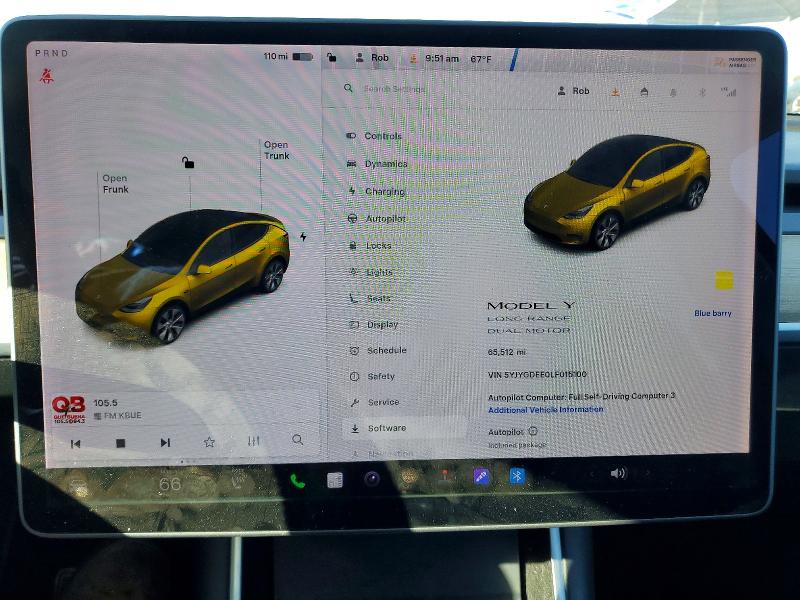 Photo 9 from auction – 2020 TESLA MODEL Y with VIN 5YJYGDEE0LF015100