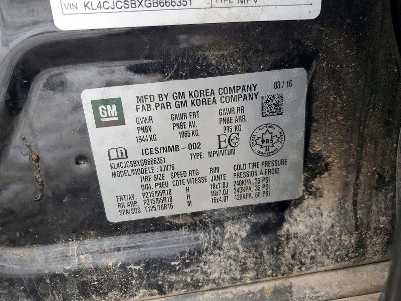 Photo 14 from auction – 2016 BUICK ENCORE with VIN KL4CJCSBXGB666351