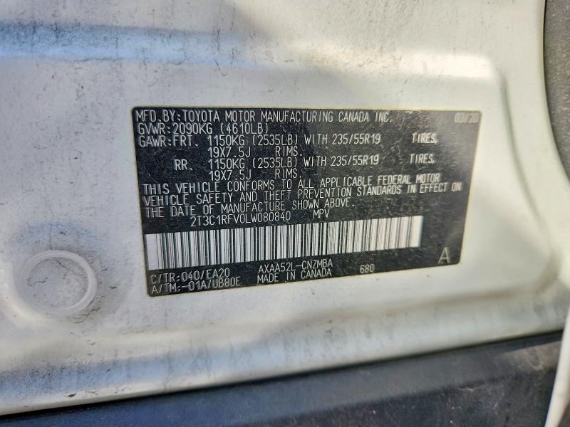 Photo 14 from auction – 2020 TOYOTA RAV4 with VIN 2T3C1RFV0LW080840