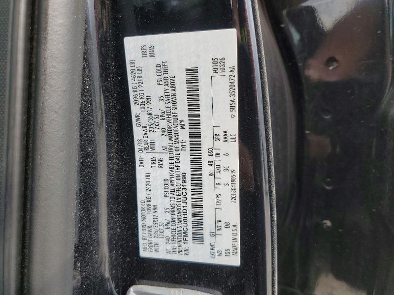 Photo 14 from auction – 2018 FORD ESCAPE SEL with VIN 1FMCU0HD1JUC31990