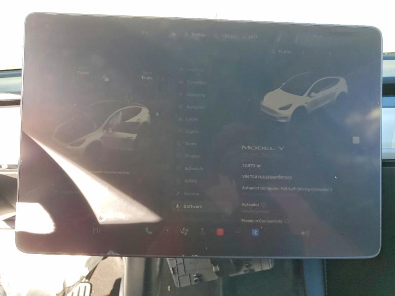 Photo 9 from auction – 2022 TESLA MODEL Y with VIN 7SAYGDEF8NF397665