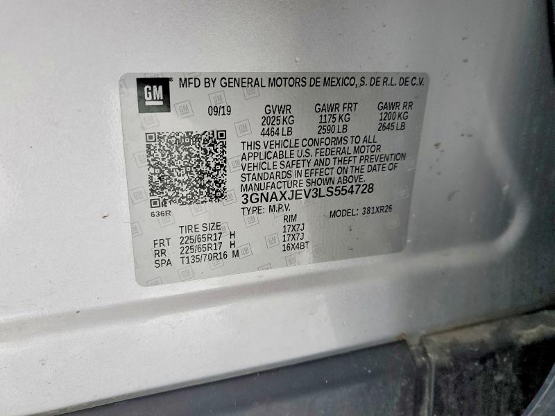 Photo 14 from auction – 2020 CHEVROLET EQUINOX LT with VIN 3GNAXJEV3LS554728