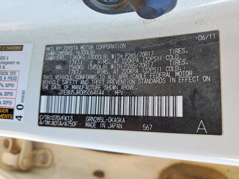 Photo 14 from auction – 2011 TOYOTA 4RUNNER SR with VIN JTEBU5JR0B5064144