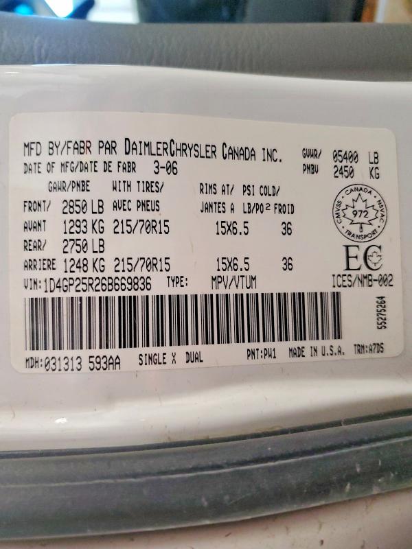 Photo 14 from auction – 2006 DODGE CARAVAN SE with VIN 1D4GP25R26B669836