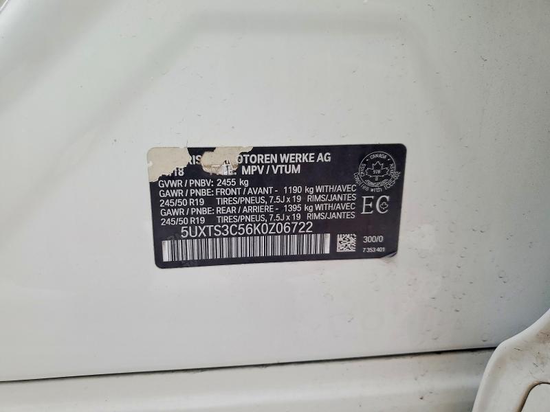 Photo 14 from auction – 2019 BMW X3 with VIN 5UXTS3C56K0Z06722