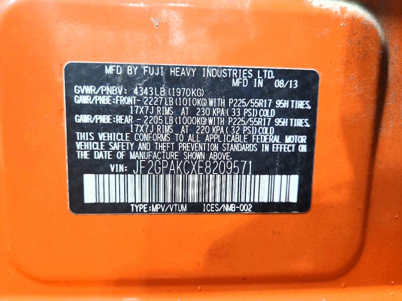 Photo 14 from auction – 2014 SUBARU XV CROSSTR with VIN JF2GPAKCXE8209571