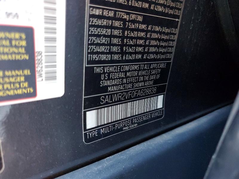 Photo 14 from auction – 2015 LAND ROVER RANGE ROVE with VIN SALWR2VF0FA628838