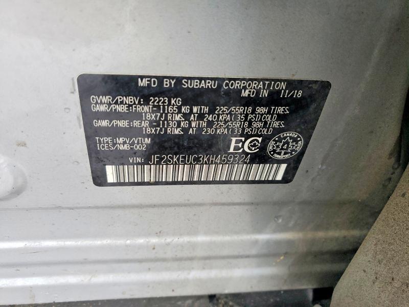 Photo 14 from auction – 2019 SUBARU FORESTER L with VIN JF2SKEUC3KH459324