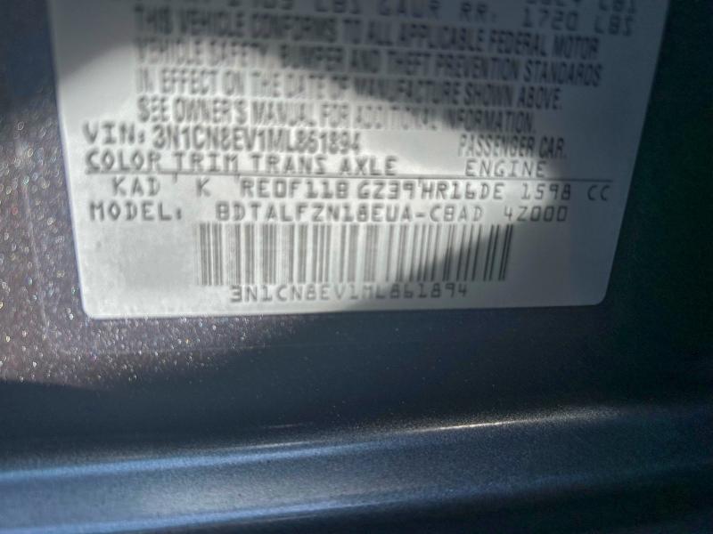 Photo 10 from auction – 2021 NISSAN VERSA SV with VIN 3N1CN8EV1ML861894