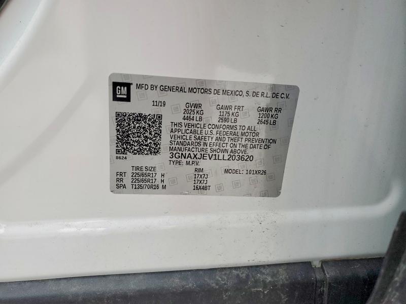 Photo 14 from auction – 2020 CHEVROLET EQUINOX LT with VIN 3GNAXJEV1LL203620