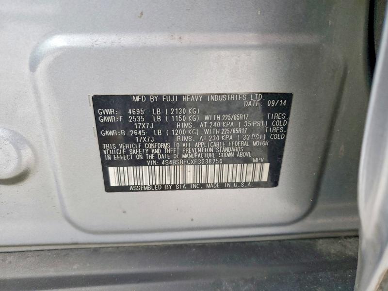 Photo 14 from auction – 2015 SUBARU OUTBACK 2. with VIN 4S4BSBECXF3238250