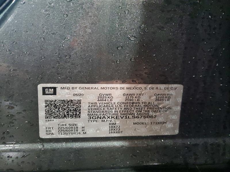 Photo 14 from auction – 2020 CHEVROLET EQUINOX LT with VIN 3GNAXKEV1LS675067