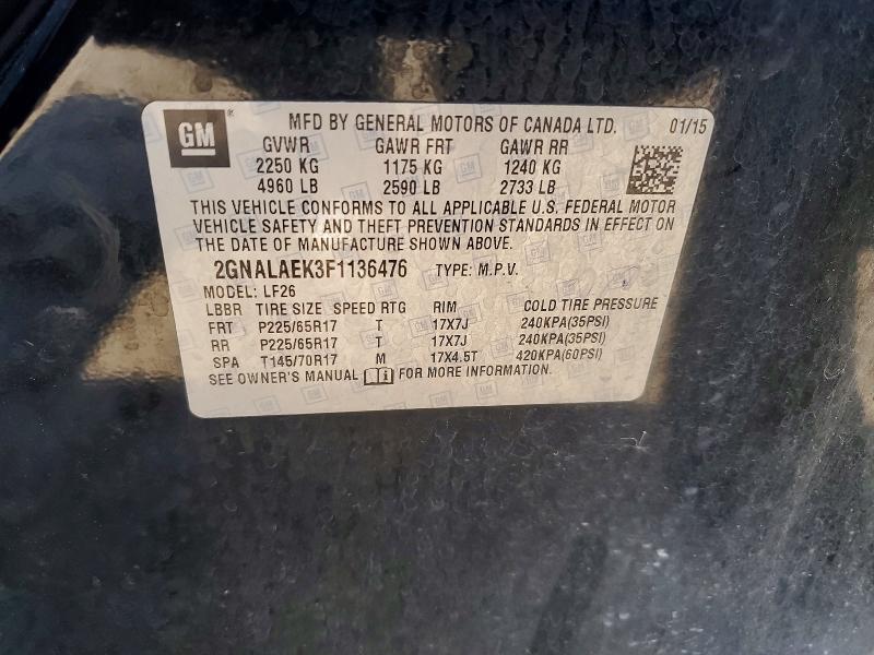 Photo 14 from auction – 2015 CHEVROLET EQUINOX LS with VIN 2GNALAEK3F1136476