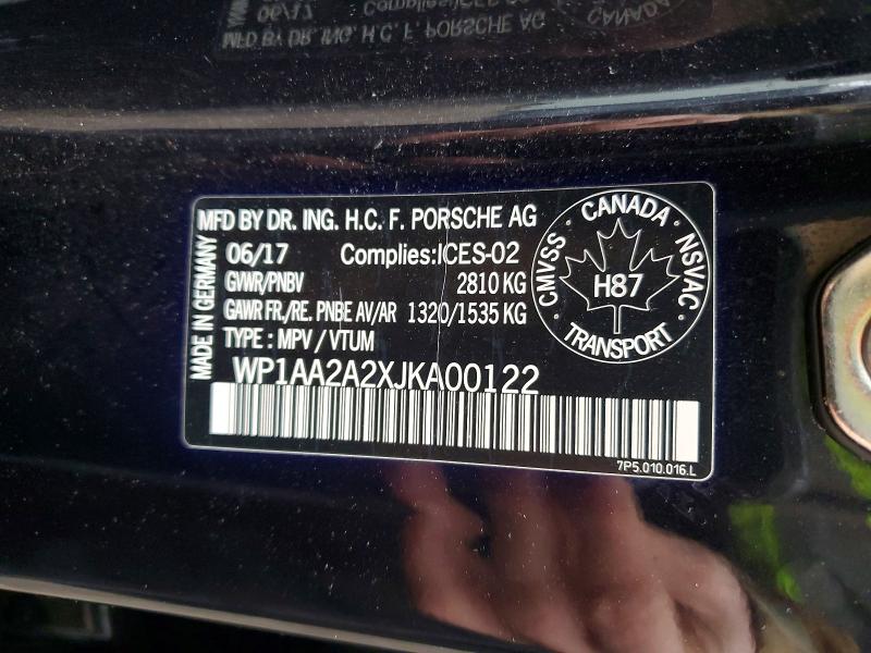 Photo 14 from auction – 2018 PORSCHE CAYENNE with VIN WP1AA2A2XJKA00122