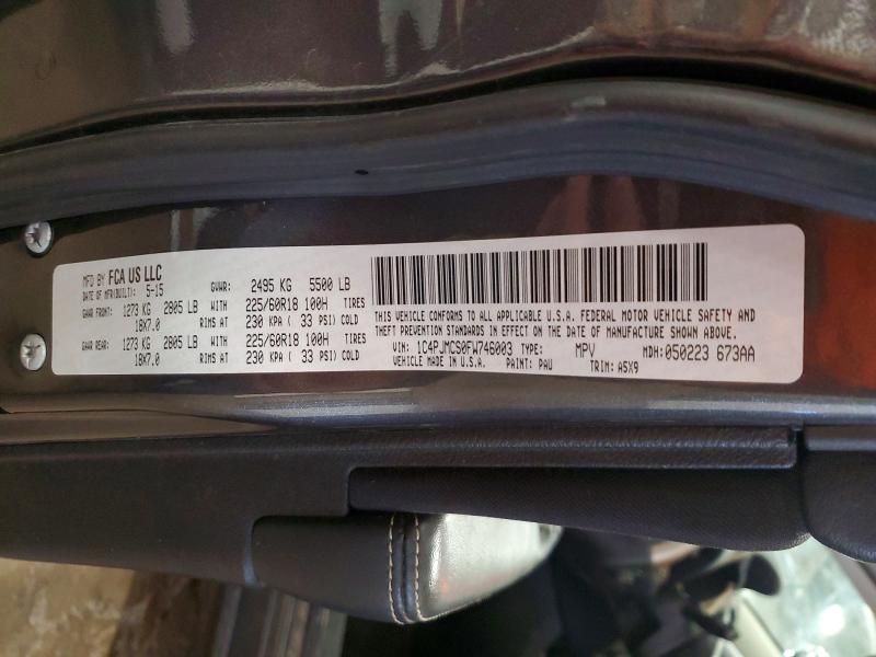 Photo 14 from auction – 2015 JEEP CHEROKEE L with VIN 1C4PJMCS0FW746003