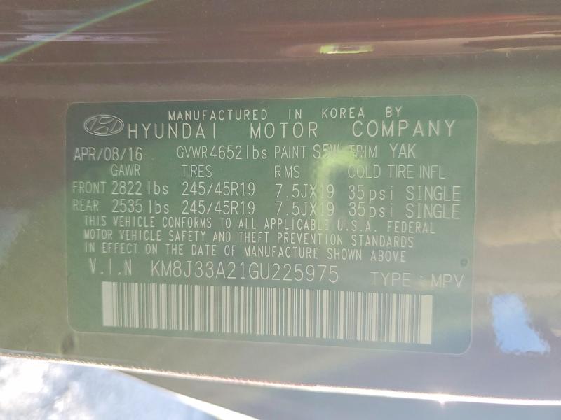 Photo 14 from auction – 2016 HYUNDAI TUCSON LIM with VIN KM8J33A21GU225975