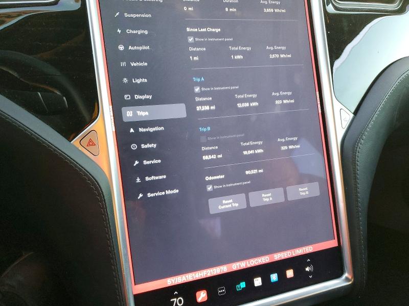 Photo 9 from auction – 2017 TESLA MODEL S with VIN 5YJSA1E14HF213978