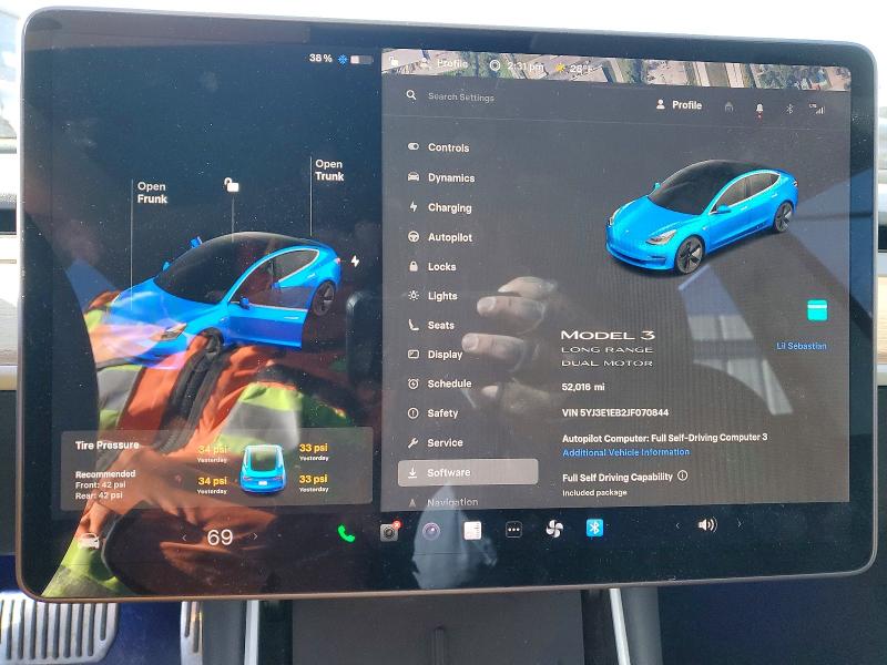 Photo 9 from auction – 2018 TESLA MODEL 3 with VIN 5YJ3E1EB2JF070844
