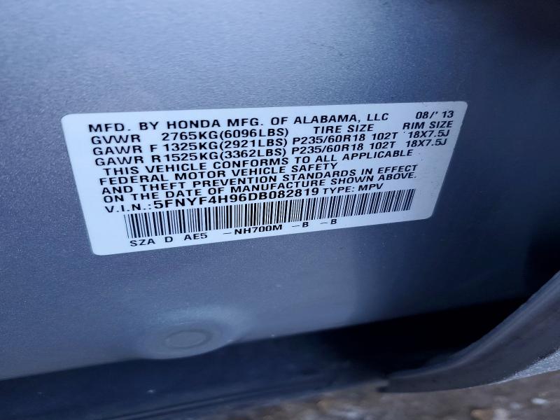 Photo 14 from auction – 2013 HONDA PILOT TOUR with VIN 5FNYF4H96DB082819
