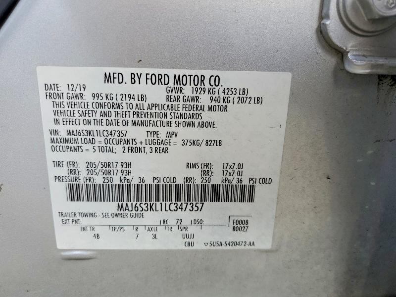 Photo 14 from auction – 2020 FORD ECOSPORT with VIN MAJ6S3KL1LC347357