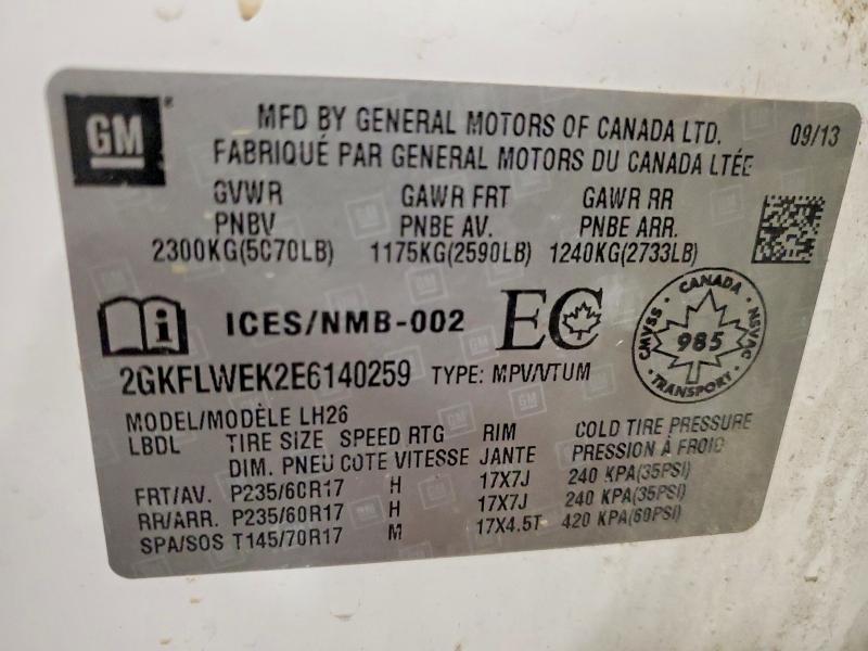 Photo 14 from auction – 2014 GMC TERRAIN SL with VIN 2GKFLWEK2E6140259