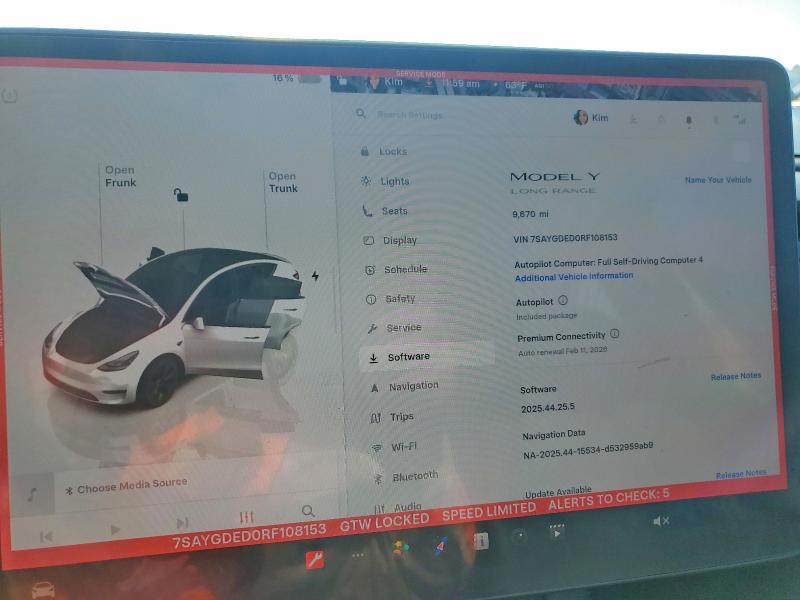 Photo 9 from auction – 2024 TESLA MODEL Y with VIN 7SAYGDED0RF108153