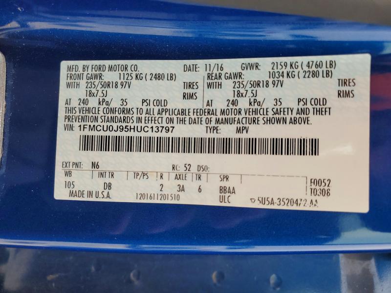 Photo 14 from auction – 2017 FORD ESCAPE TIT with VIN 1FMCU0J95HUC13797