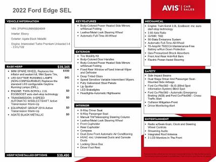 Photo 13 from auction – 2022 FORD EDGE SEL with VIN 2FMPK4J98NBB04069