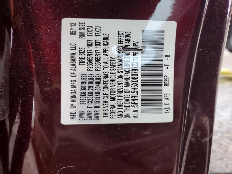 Photo 14 from auction – 2013 HONDA ODYSSEY EX with VIN 5FNRL5H6XDB079723