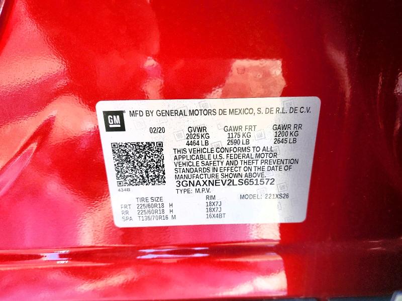 Photo 14 from auction – 2020 CHEVROLET EQUINOX with VIN 3GNAXNEV2LS651572
