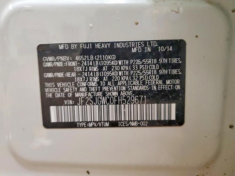 Foto 14 de la subasta – 2015 SUBARU FORESTER 2 con VIN JF2SJGWC0FH529671