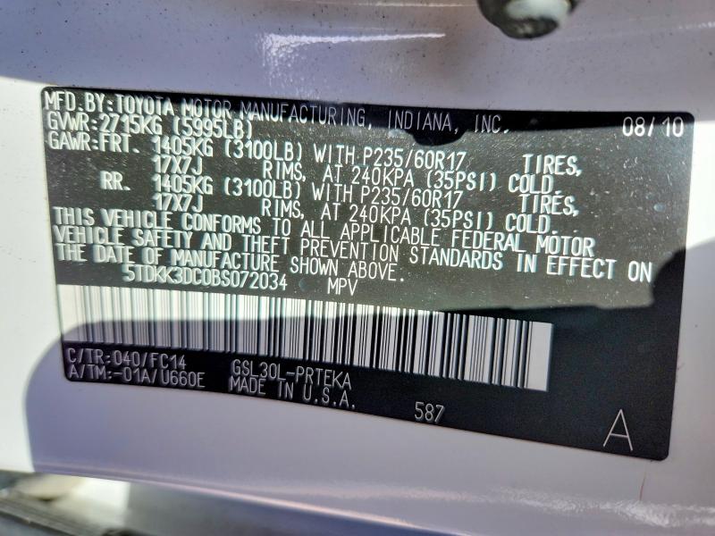 Foto 14 de la subasta – 2011 TOYOTA SIENNA LE con VIN 5TDKK3DC0BS072034