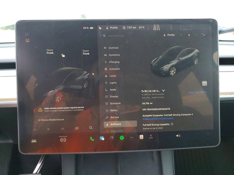 Photo 9 from auction – 2024 TESLA MODEL Y with VIN 7SAYGDEE4RF063579