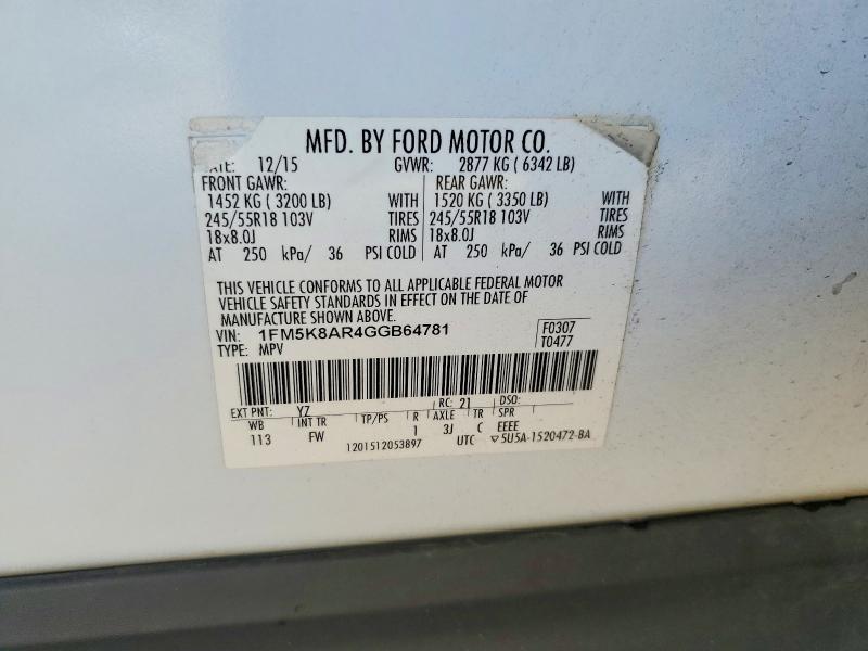 Photo 14 from auction – 2016 FORD EXPLORER P with VIN 1FM5K8AR4GGB64781