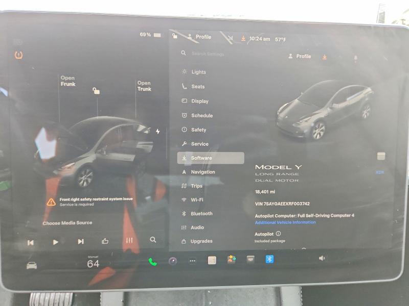 Photo 9 from auction – 2024 TESLA MODEL Y with VIN 7SAYGAEEXRF003742