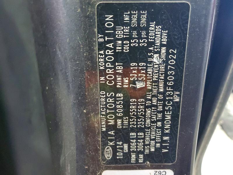 Photo 14 from auction – 2015 KIA SEDONA with VIN KNDME5C13F6037022