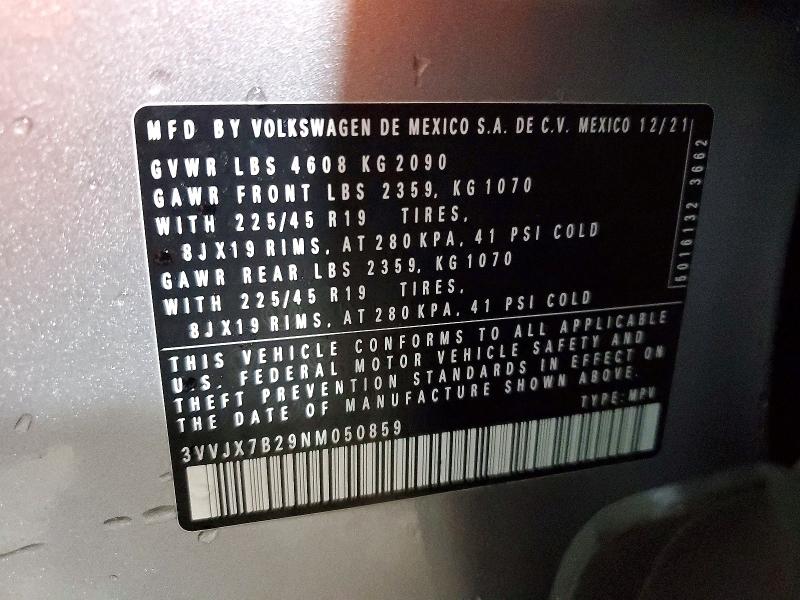 Photo 14 from auction – 2022 VOLKSWAGEN TAOS SEL with VIN 3VVJX7B29NM050859