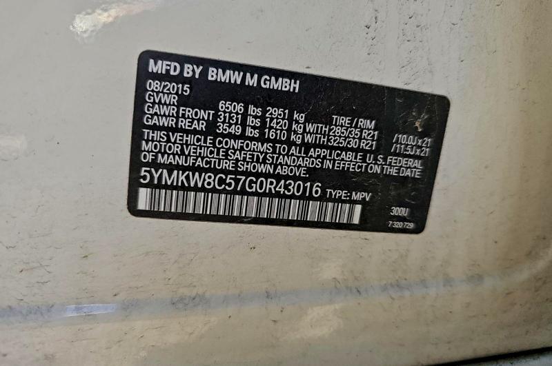 Photo 10 from auction – 2016 BMW X6 M with VIN 5YMKW8C57G0R43016