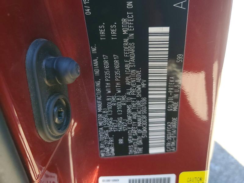 Photo 14 from auction – 2015 TOYOTA SIENNA LE with VIN 5TDKK3DC8FS607696