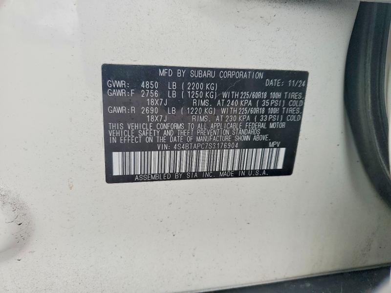 Photo 14 from auction – 2025 SUBARU OUTBACK TO with VIN 4S4BTAPC7S3176904