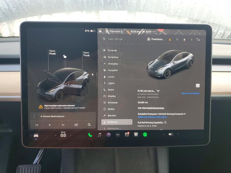 Photo 9 from auction – 2024 TESLA MODEL Y with VIN 7SAYGDEE0RA233238