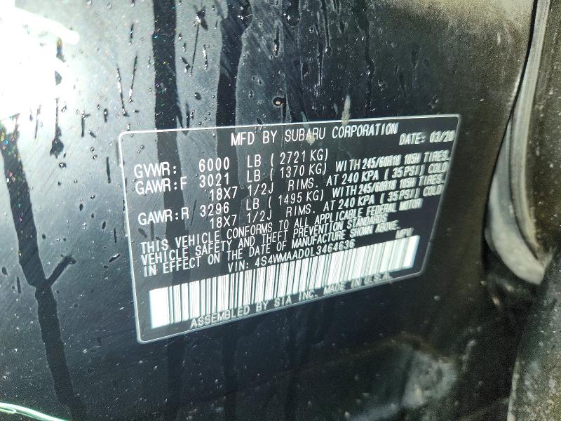 Photo 14 from auction – 2020 SUBARU ASCENT with VIN 4S4WMAAD0L3464636