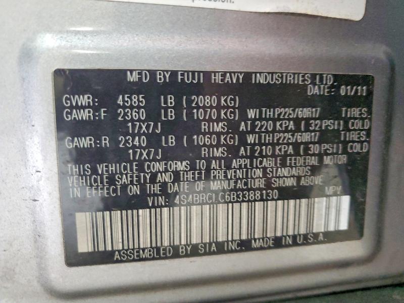 Photo 14 from auction – 2011 SUBARU OUTBACK 2. with VIN 4S4BRCLC6B3388130