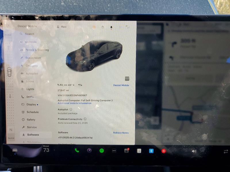Photo 9 from auction – 2022 TESLA MODEL S with VIN 5YJSA1E53NF490667