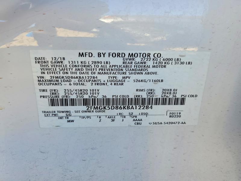 Photo 14 from auction – 2019 FORD FLEX LIMIT with VIN 2FMGK5D86KBA12284