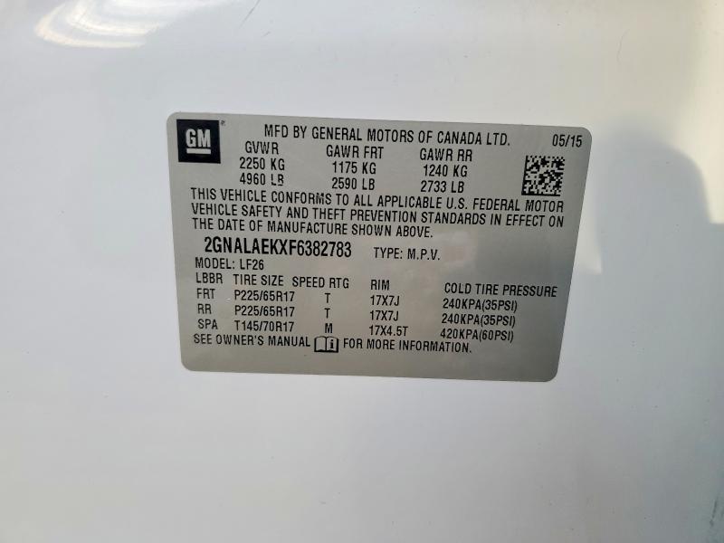 Photo 14 from auction – 2015 CHEVROLET EQUINOX LS with VIN 2GNALAEKXF6382783